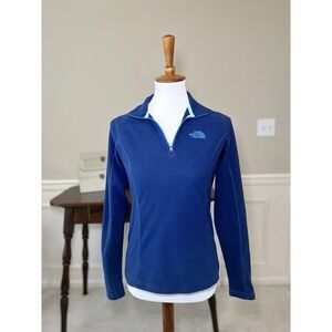 Womens North Face Fleece Quarter Zip Blue Pullover Mock Neck sz XS Light Sweater